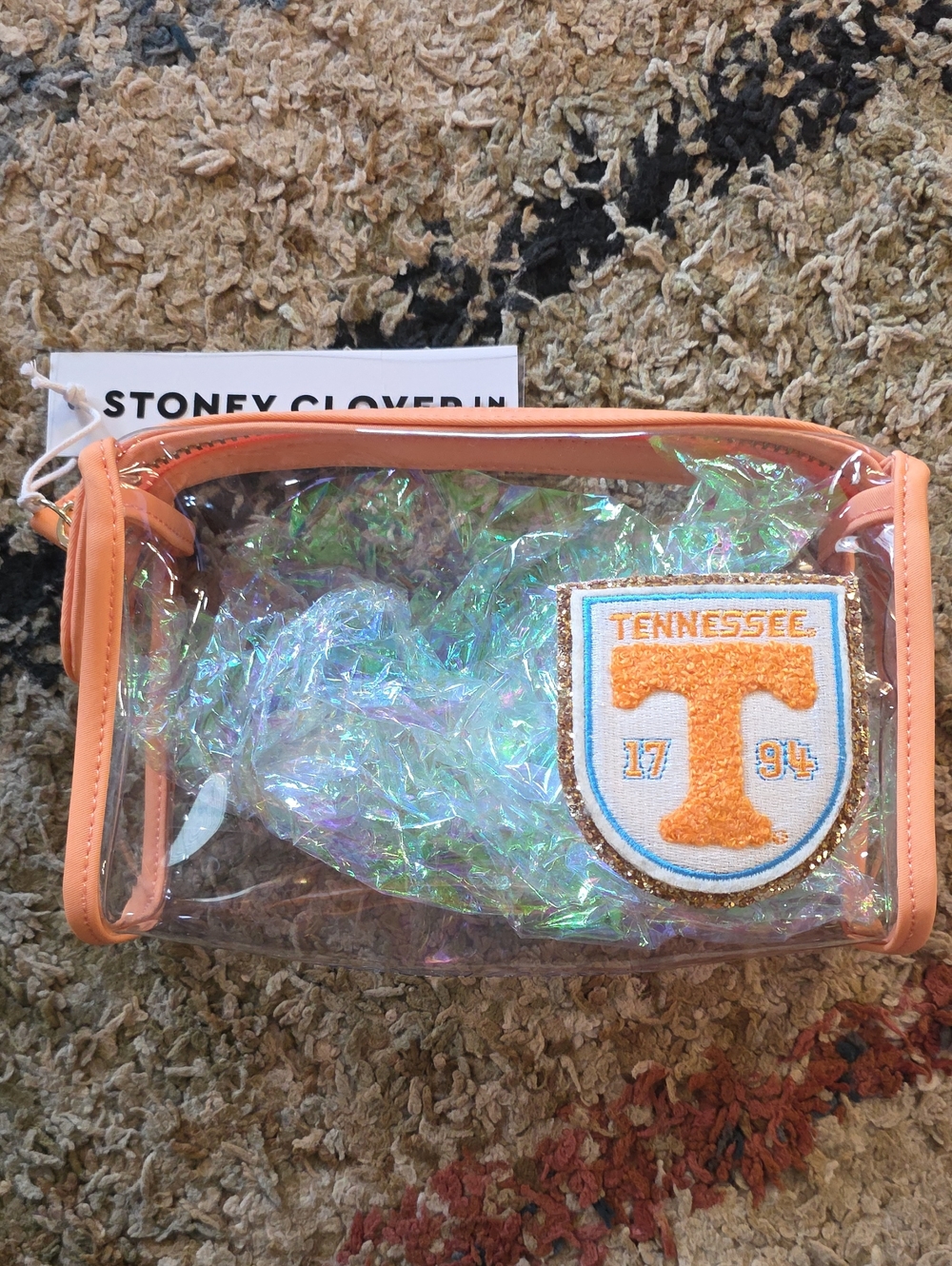 Stoney Clover Lane Clear Cosmetic Pouch with Orange Trim and Tennessee Patch